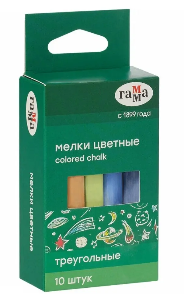 ГАММА мелки школьные цветные мягкие треугольные 10шт