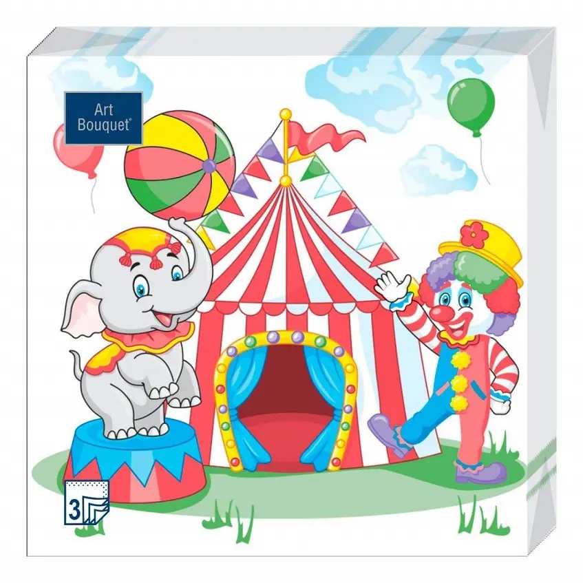 BOUQUET Art салфетки столовые цирк 3сл. 33*33см 20шт