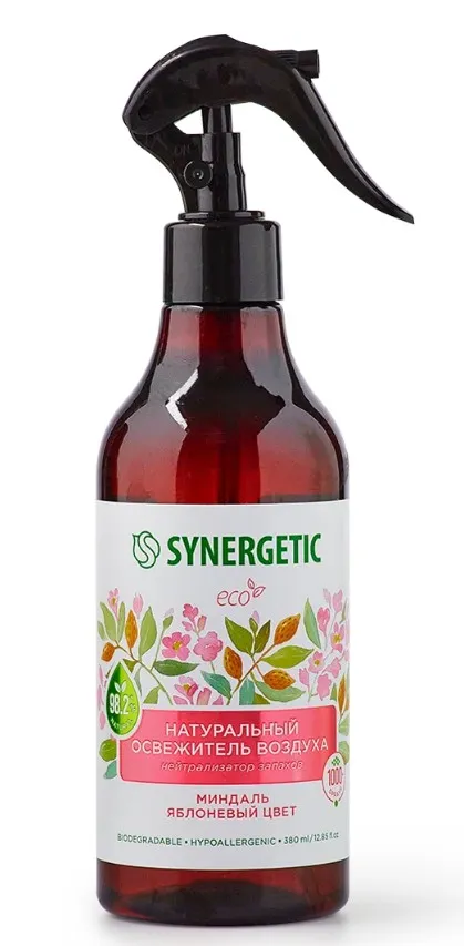 SYNERGETIC освежитель воздуха гипоаллергенный миндаль и яблоневый цвет 380мл (6)