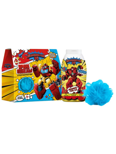 МЕГАМОНСТРЫ подарочный набор яркие победы: шампунь-гель 2в1 250мл, мочалка-шар