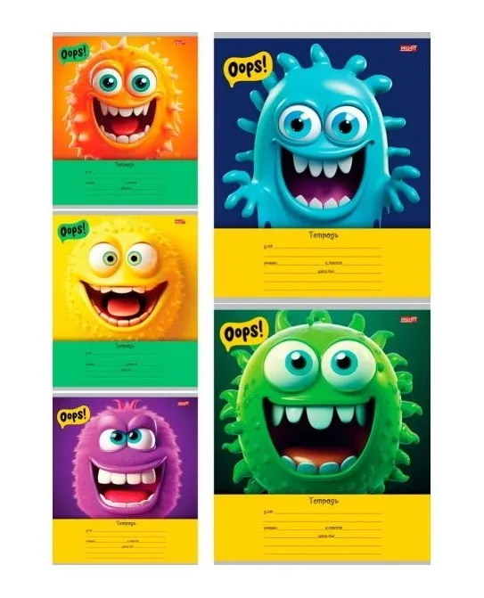 Тетрадь 12л линия мультяшный монстрик 12-5574