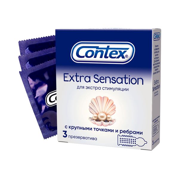CONTEX презервативы extra sensation точки/ребра 3шт