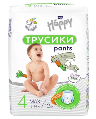 BELLA Baby happ подгузники-трусики детские maxi 12шт