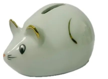 Копилка мышка малая фарфор 5*8,5см