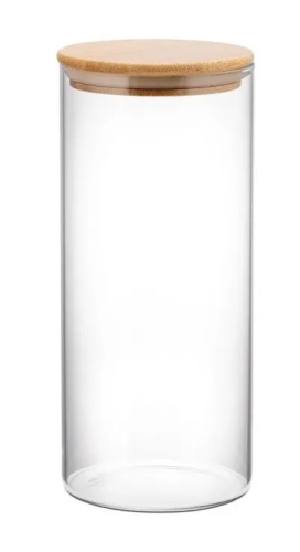 TECO банка д/сыпучих продуктов с бамбуковой крышкой стекло 1000мл TC-J1000-02
