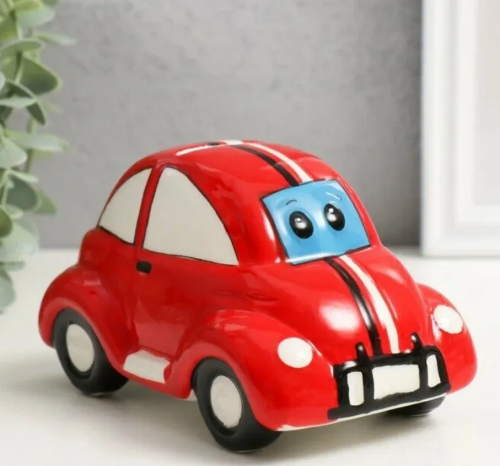 Копилка машинка с глазками красная керамика 13*7,8*7,4см 9735430