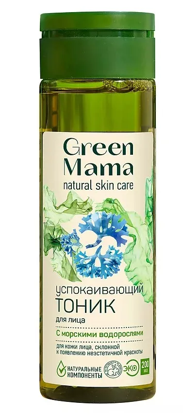 GREEN MAMA тоник д/лица успокаивающий с морскими водорослями 200мл