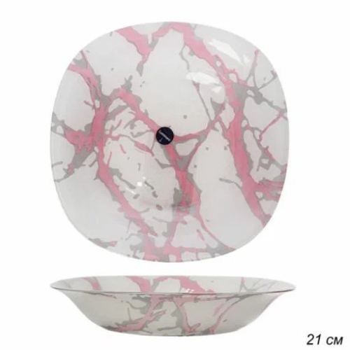 LUMINARC тарелка суповая марбл пинк сильвер 21см