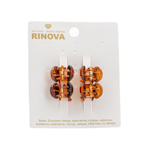 RINOVA краб д/волос малый коричневый 1,5см 4шт 500213_