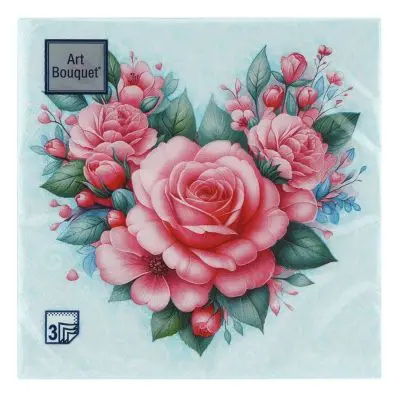 BOUQUET Art салфетки столовые сердце из роз 3сл. 33*33см 20шт
