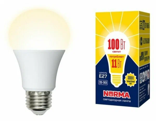 VOLPE лампа светодиодная теплый белый свет LED-A60-11W/WW/E27/FR/NR