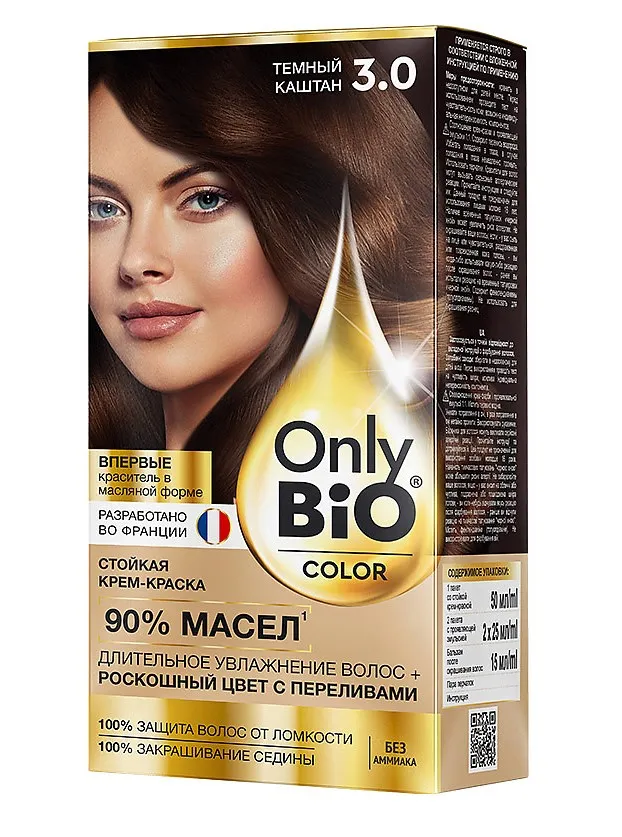 ONLY BIO COLOR крем-краска д/волос стойкая т.3.0 темный каштан