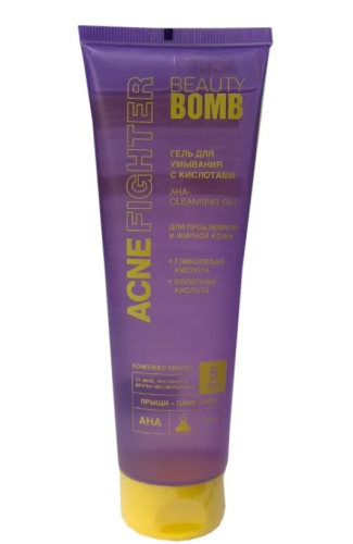 BEAUTY BOMB гель д/умывания с кислотами acne fighter 140мл