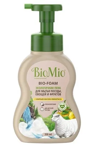 BIOMIO пена д/мытья посуды bio-foam лемонграсс 350мл