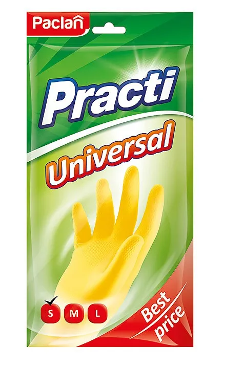 PACLAN перчатки резиновые practi universal цв.желтый р.S/10