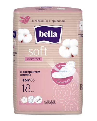 BELLA прокладки soft comfort с экстрактом хлопка 18шт