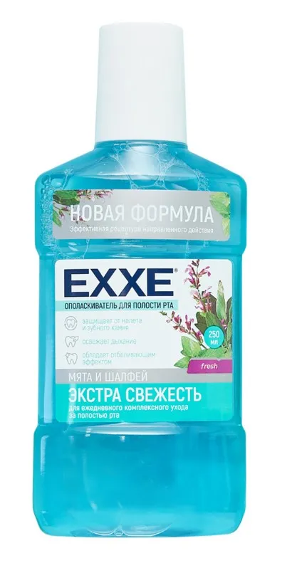 EXXE ополаскиватель полости рта экстра свежесть голубой 250мл