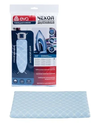 EVA чехол д/гладильной доски голубая клетка хлопок 130*49см_