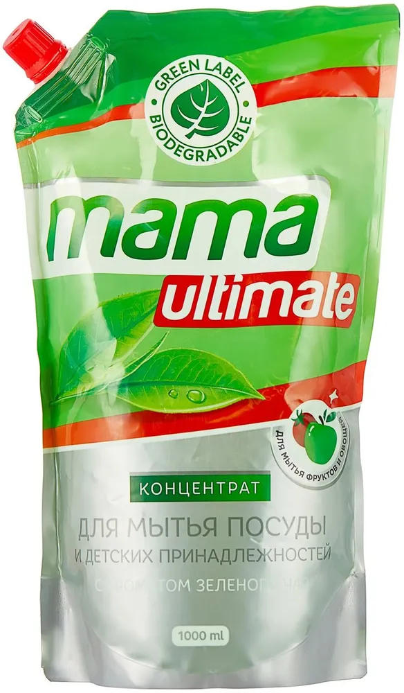 MAMA ULTIMATE средство-концентрат д/мытья посуды зеленый чай 1000мл дой пак