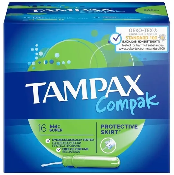 TAMPAX Сompak super тампоны 16шт TM 588/117/384
