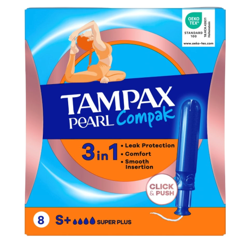 TAMPAX Compak Pearl тампоны гигиенические  с аппликатором super plus single 8шт