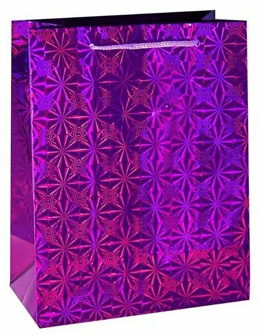 Пакет подарочный голография 32.5*26*10см звезды арт.ED0221