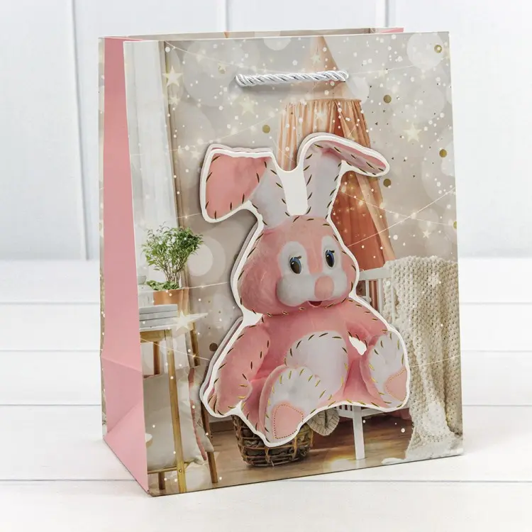 Пакет подарочный 26*32*10см Зайка коллаж ED0348