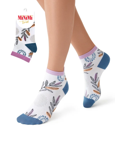 MINIMI носки женские тренд листья 4210 бьянко/джинс р.35-38