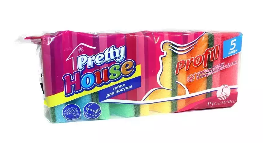 РУСАЛОЧКА Pretty house губка д/посуды profil 5шт/40