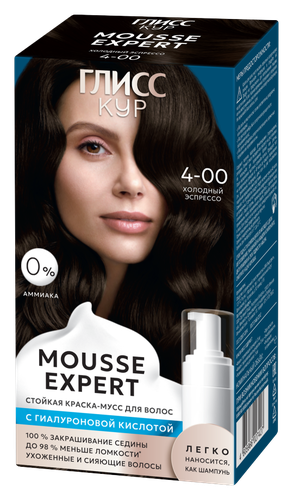 Краска-мусс для волос Глисс Кур Mousse Expert, тон: 4-00 холодный эспрессо, 85 мл