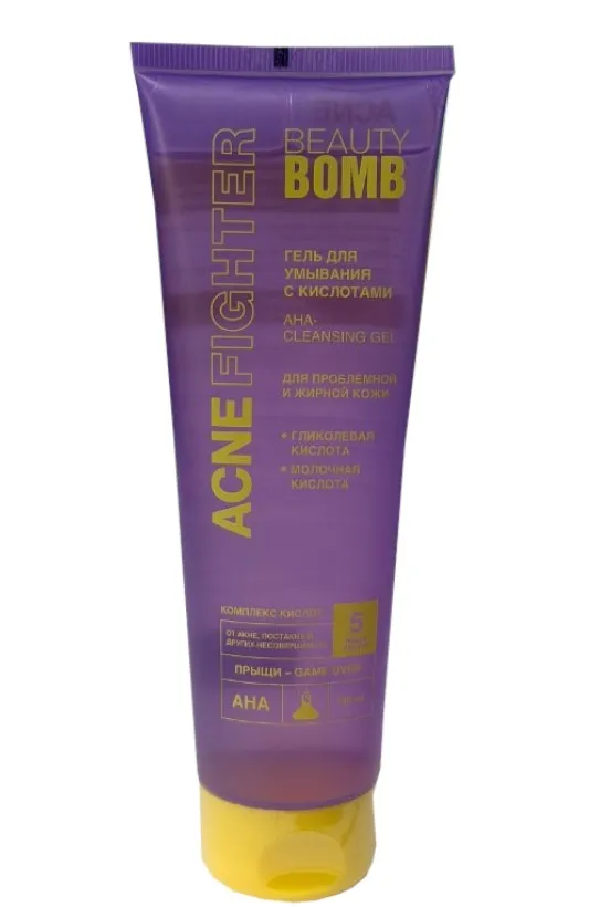 BEAUTY BOMB гель д/умывания с кислотами acne fighter 140мл