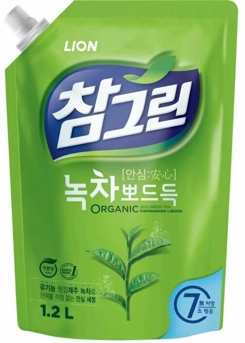 CJ LION средство д/мытья посуды chamgreen зеленый чай мяг.уп. 1,2мл