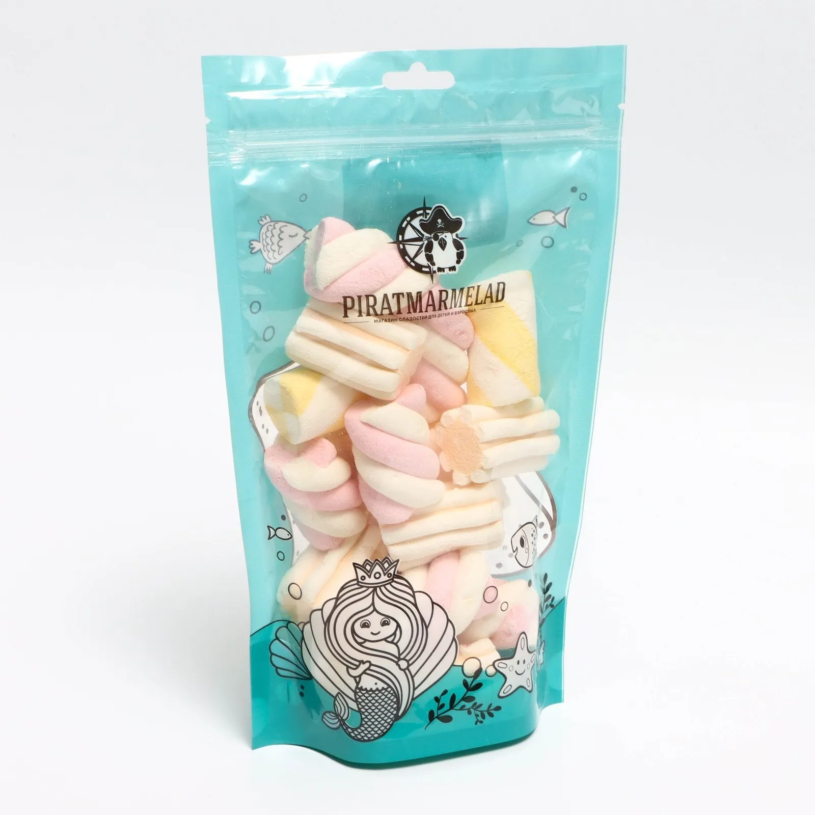 PIRATMARMELAD конфеты-маршмеллоу микс цветных твистов 125г _