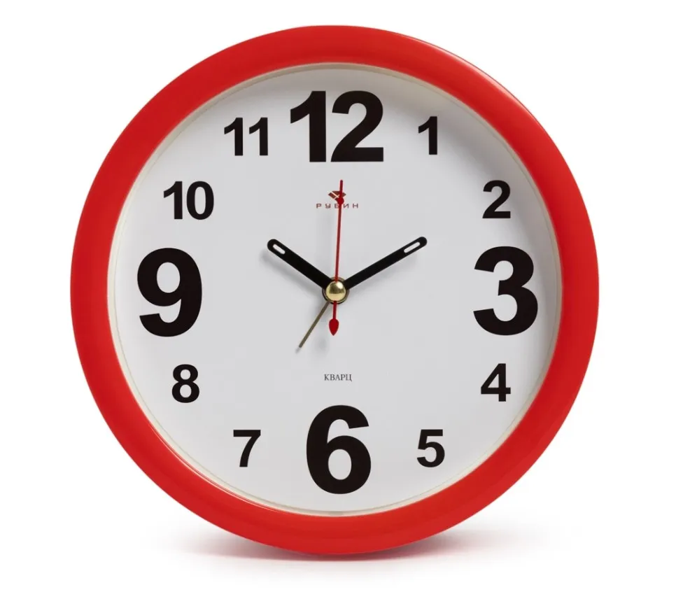 РУБИН будильник кварц цв.красный 15см В4-002/20