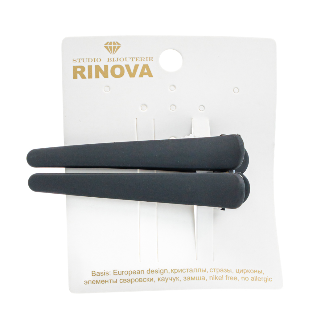 RINOVA зажим д/волос большой черный 7-8см 2шт 500008