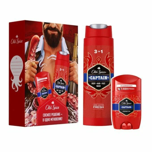 OLD SPICE набор подарочный: твердый дезодорант captain 50мл, гель д/душа 3в1 captain 250мл