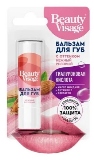 BEAUTY VISAGE бальзам д/губ с оттенком нежный розовый 3,6г