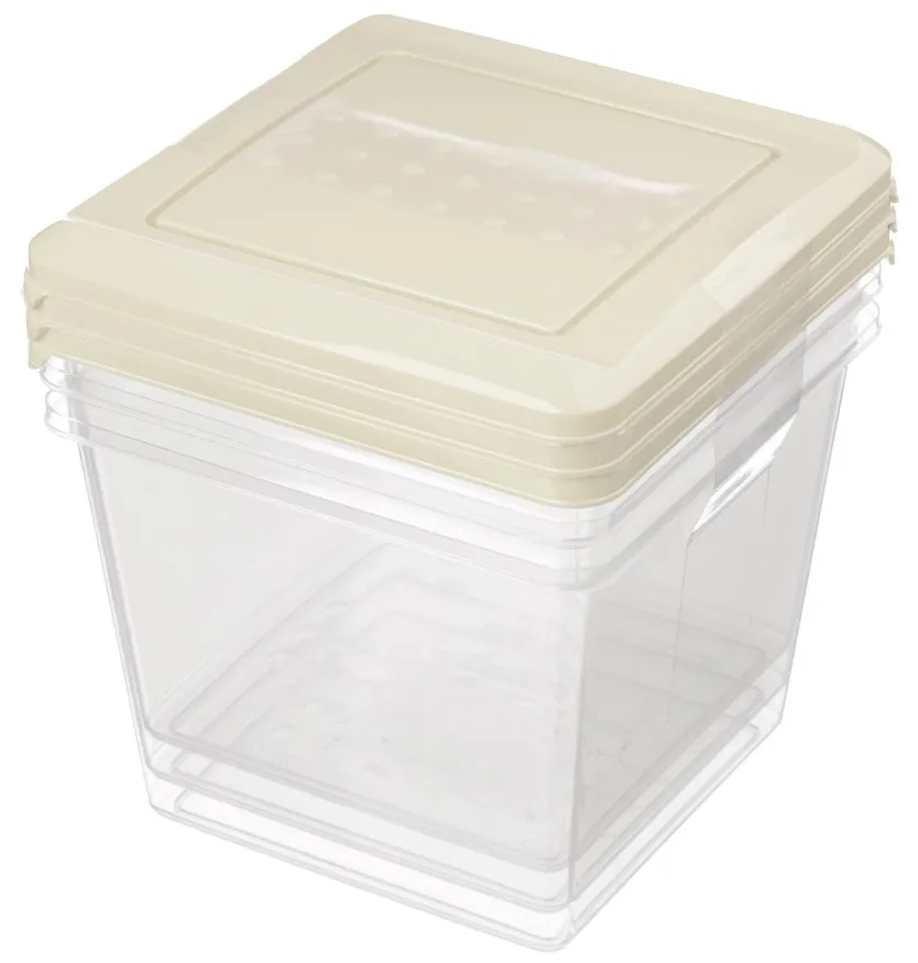 IDILAND набор контейнеров д/продуктов 3шт 1,0л квадр. бежевый 222142327/09