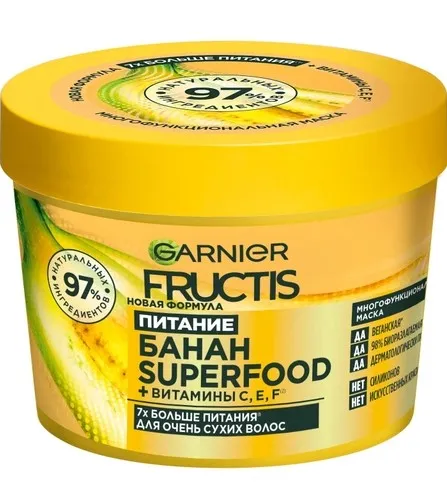 GARNIER FRUCTIS маска д/сухих волос банан superfood 390мл