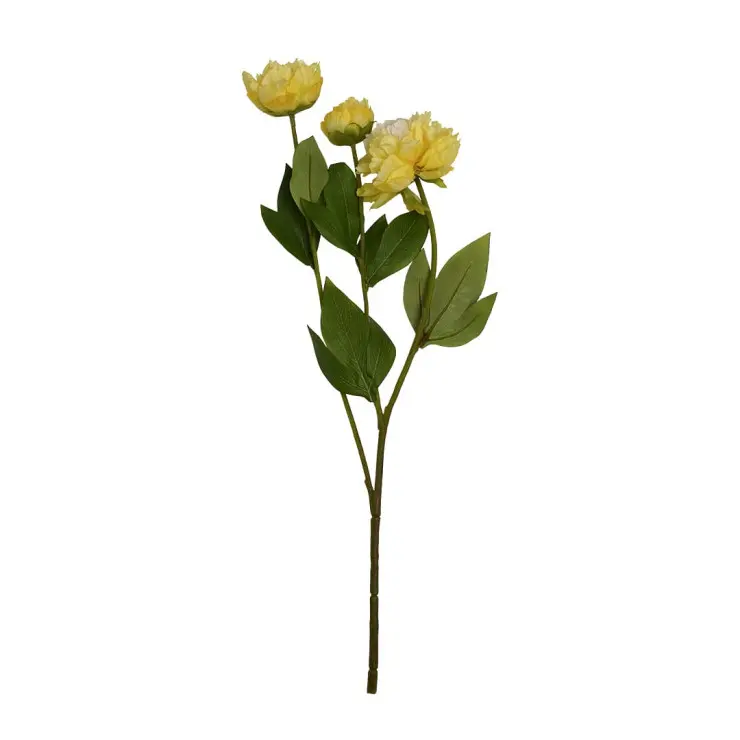 Цветок искусственный пион желтый 53см HFW-32