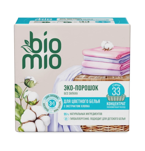 BIOMIO порошок стиральный универсальный colors&whites 1000г