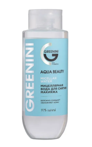 GREENINI вода мицеллярная д/снятия макияжа с гиалуроновой кислотой aqua beauty 400мл
