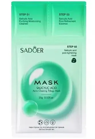 SADOER маска д/лица тканевая трехступенчатая с салициловой кислотой 25г