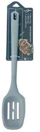 KITCHEN Ложка кулинарная с прорезями силикон цв.серый/мята ED25206
