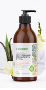 SYNERGETIC крем д/рук и тела натуральный карамельное яблоко и ваниль 380мл
