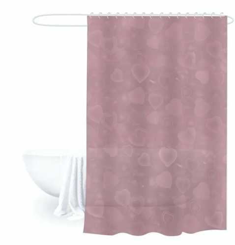 Штора для ванной 180*180см Сердца цв.розовый EA129 (6)
