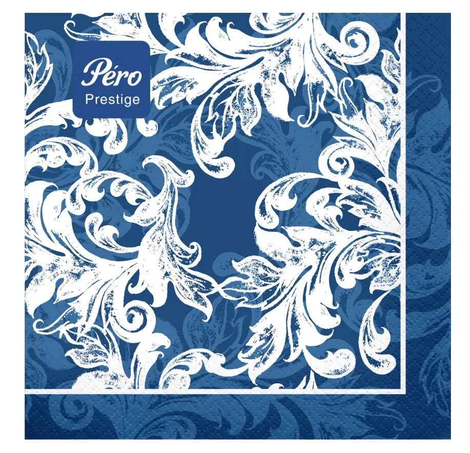 PERO Prestige салфетки столовые муар синий 3сл. 33*33см 20шт