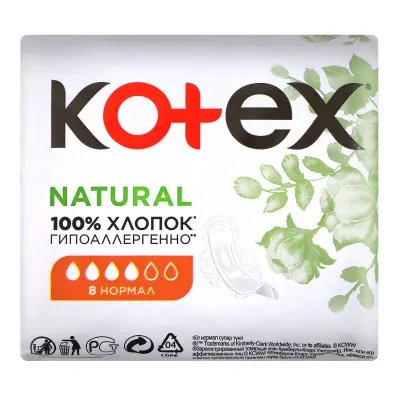 KOTEX Natural прокладки normal 8шт