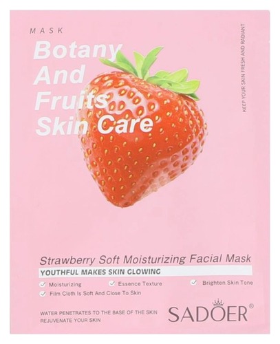 Sadoer Маска для лица тканевая увлажняющая с экстрактом клубники Botany And Fruits, 25 г