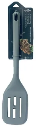 KITCHEN Лопатка с прорезями силикон цв.серый/мята ED25202